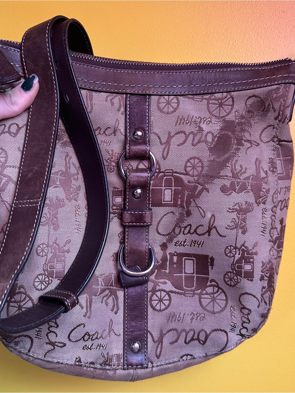 Coach Chelsea Canvas Shoulder Bag with Leather Trim PROJECT BAG